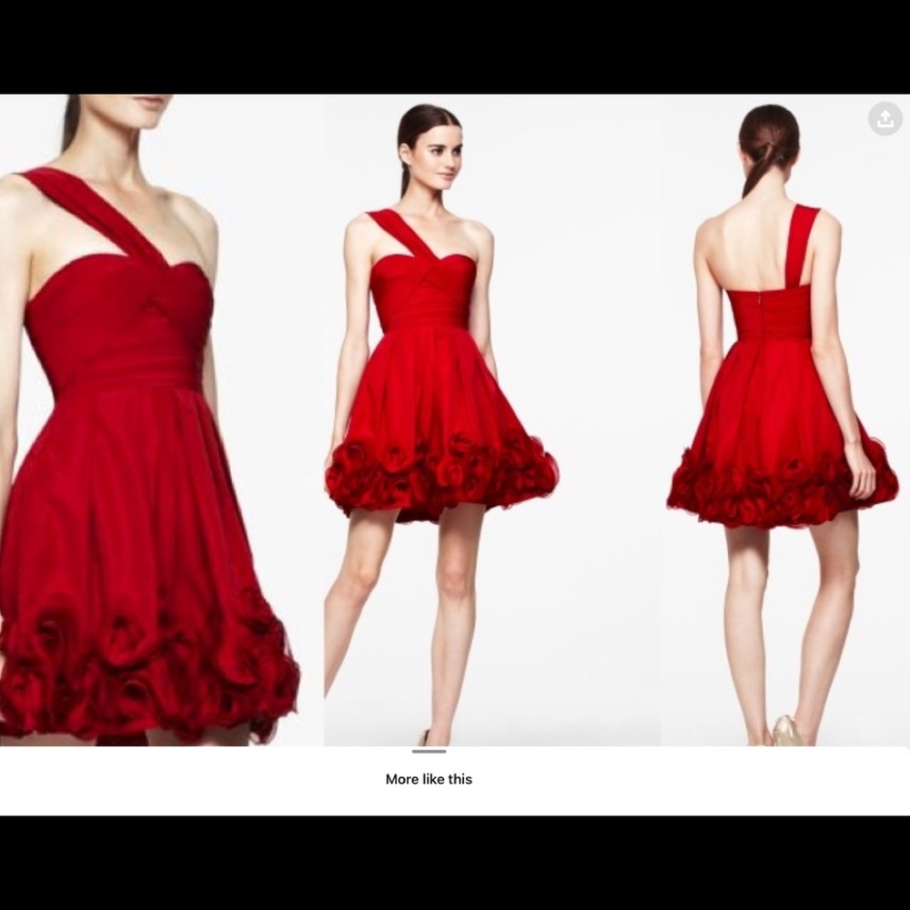 Red Rosette BCBG 1 Shoulder Cocktail dress Y2K